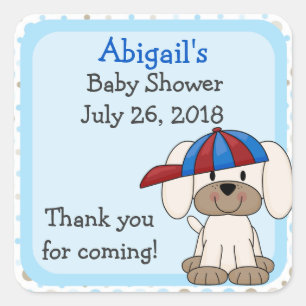 Personalised Baseball Puppy Baby Shower Stickers