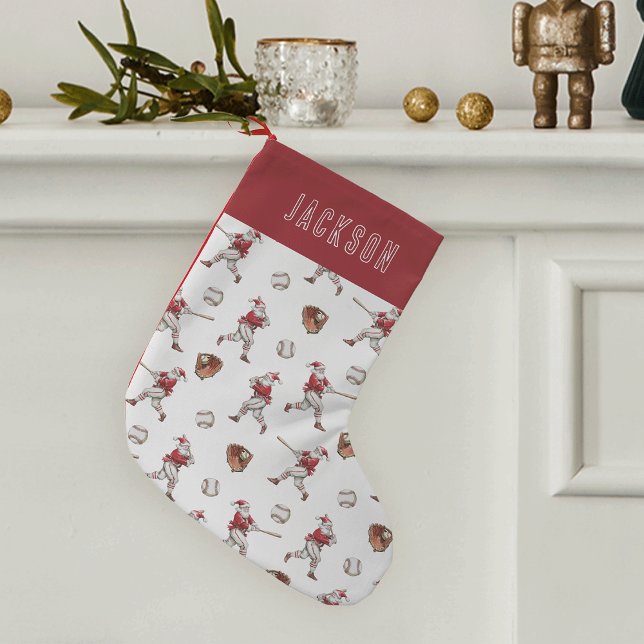 Personalised Baseball Santa Small Christmas Stocking (Creator Uploaded)