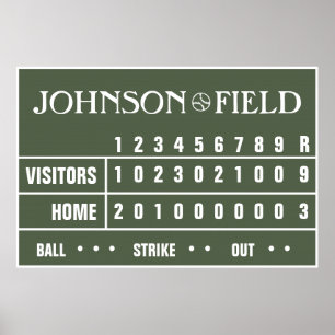 Personalised Baseball Scoreboard - 60" x 40" Poster