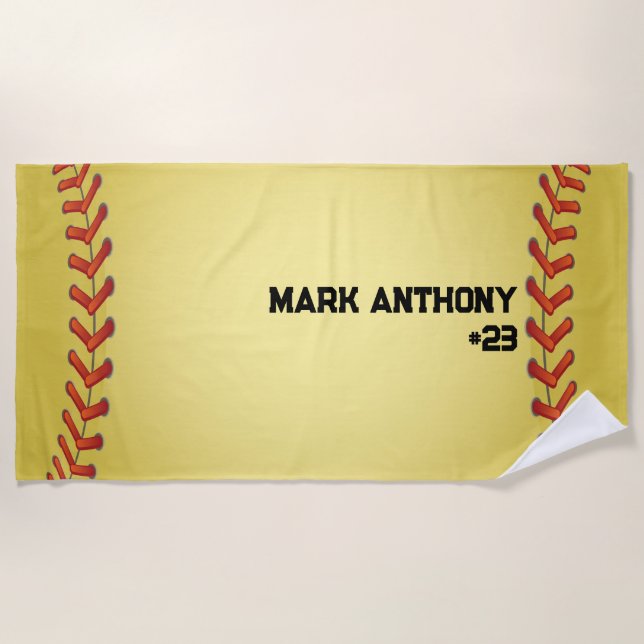 Personalised Baseball / Softball2 Beach Towel (Front)