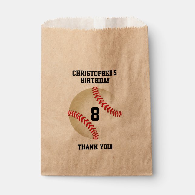Personalised Baseball Softball Ball Favour Bag (Front)