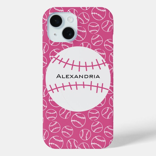 Personalised Baseball Softball Pattern on Pink Case-Mate iPhone Case (Back)