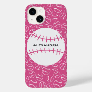 Personalised Baseball Softball Pattern on Pink Case-Mate iPhone 14 Case