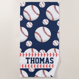 Personalised Baseball Sports Summer Beach Towel
