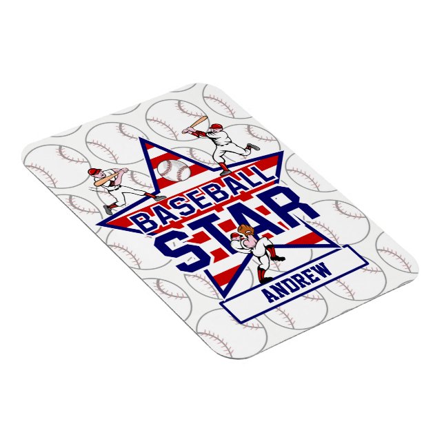 Personalised Baseball Star and stripes Magnet (Right Side)