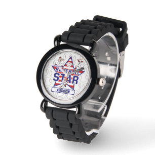 Personalised Baseball Star and stripes Watch