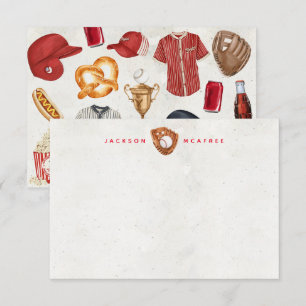 Personalised Baseball Stationery Note Cards