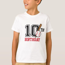 Personalised baseball t-shirt 10th birthday