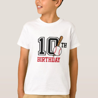 Personalised baseball t-shirt 10th birthday