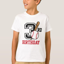 Personalised baseball t-shirt 3rd birthday