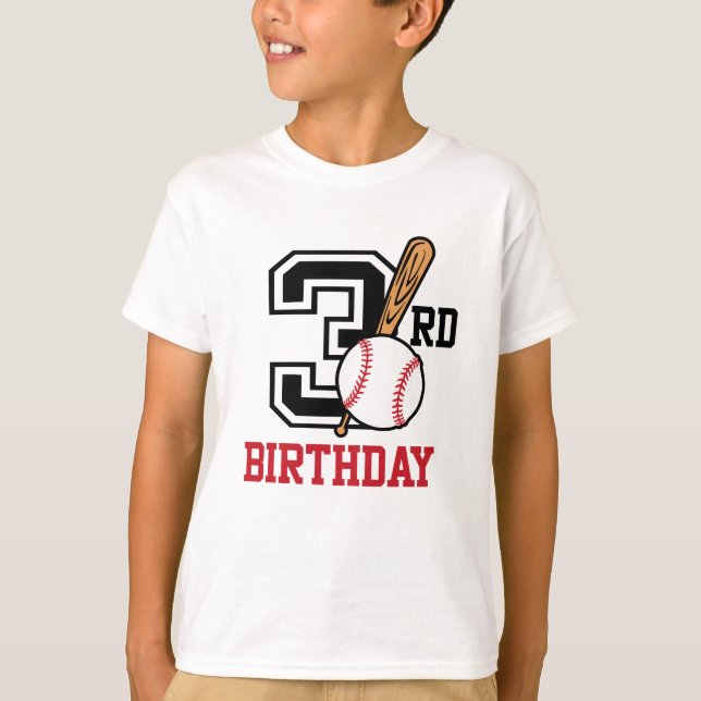 Personalised baseball t-shirt 3rd birthday (Front)