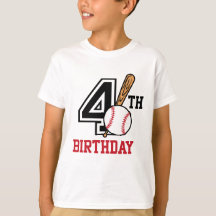 Personalised baseball t-shirt 4th birthday