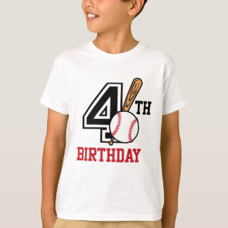 Personalised baseball t-shirt 4th birthday