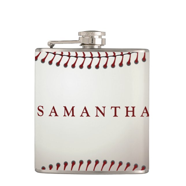 Personalised Baseball Themed Flask (Front)