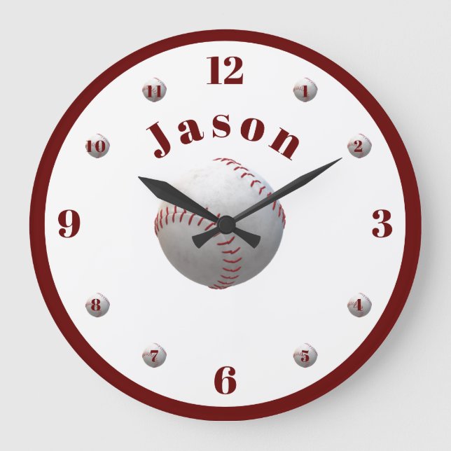 Personalised Baseball Themed Large Clock (Front)