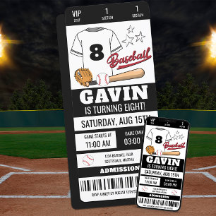 Personalised Baseball Ticket Birthday Party Invitation