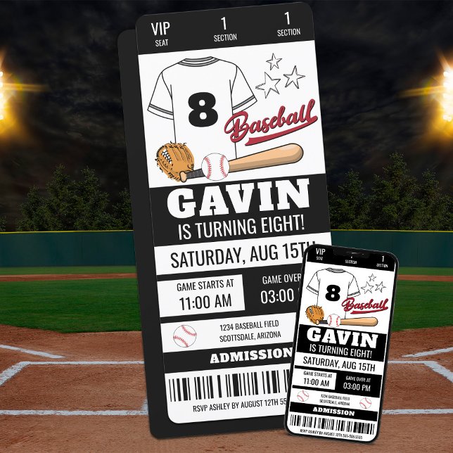 Personalised Baseball Ticket Birthday Party Invitation (Creator Uploaded)