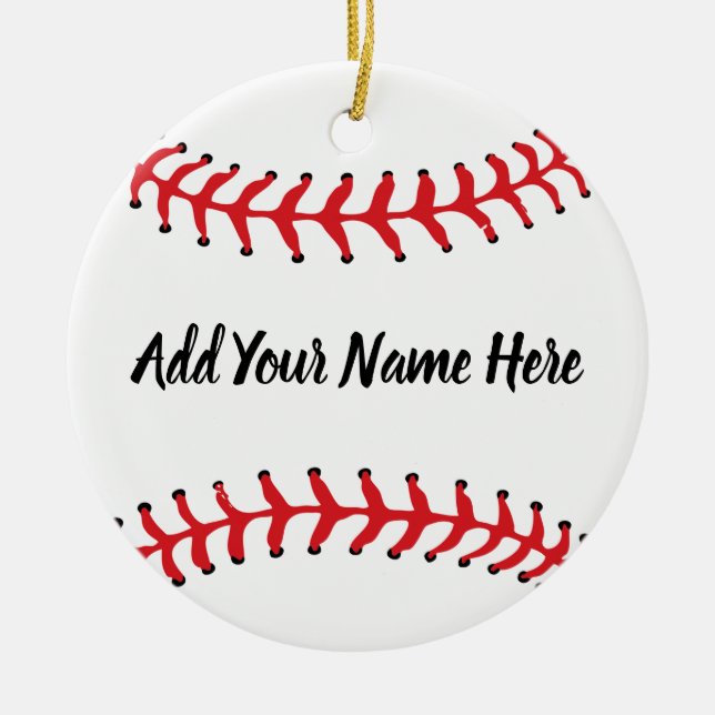 Personalised Baseball With Custom Name Ceramic Ornament (Front)