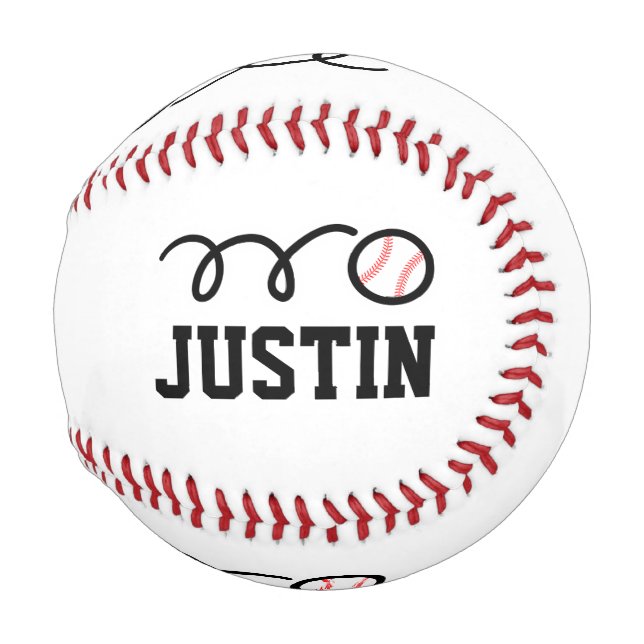 Personalised baseball with cute cartoon ball logo (Front Right)