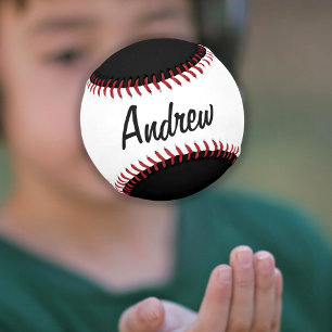 Personalised Baseball with Name Black and White
