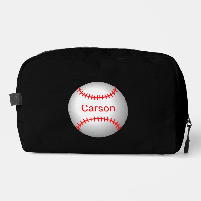 Personalised Baseball with Red Stitches  Dopp Kit (Front)