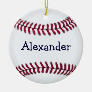 Personalised Baseball with Red Stitching Ceramic Tree Decoration