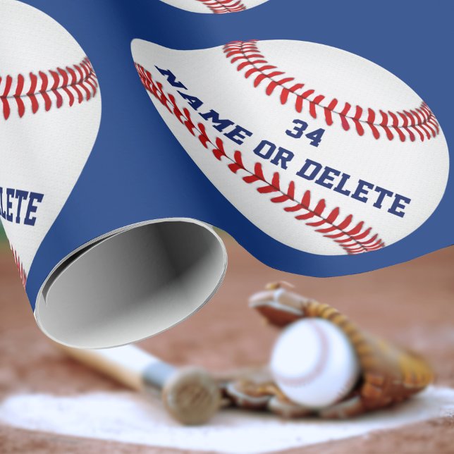 Personalised Baseball Wrapping Paper YOUR TEXT (Baseball Gift Wrapping Paper. Christmas Baseball Christmas Gift Wrapping Paper. Baseball themed.)