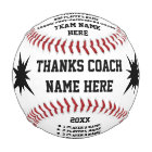 Personalised Baseballs with Coach, Player's NAMES