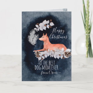 Personalised Basenji Mum Christmas Watercolor Holiday Card