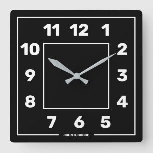 Personalised Basic Black  Square Wall Clock