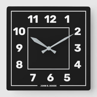 Personalised Basic Black  Square Wall Clock