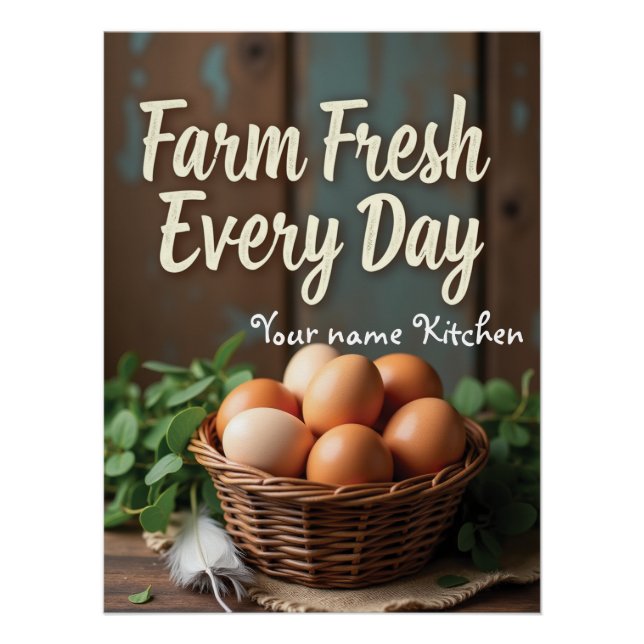 Personalised Basket of Eggs Rustic Sign (Front)