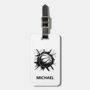 Personalised Basketball Ball Breaking the Wall     Luggage Tag