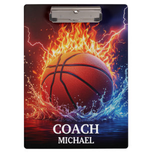 Personalised Basketball Ball on Fire and Water     Clipboard