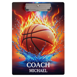 Personalised Basketball Ball on Fire and Water     Clipboard