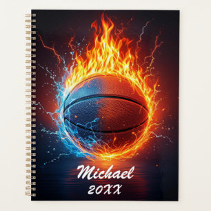 Personalised Basketball Ball on Fire and Water Planner