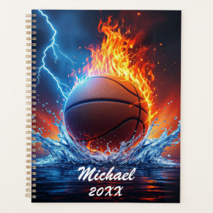 Personalised Basketball Ball on Fire and Water Planner
