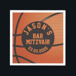 Personalised Basketball Bar Mitzvah Napkin<br><div class="desc">Personalised orange and black basketball Bar Mitzvah paper napkins. Personalised with your son's name and Bar Mitzvah date.</div>
