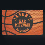 Personalised Basketball Bar Mitzvah Orange Black Banner<br><div class="desc">Personalised basketball Bar Mitzvah banner. A great banner for boy's Bat Mitzvah with a basketball theme. A sports basketball ball themed Bar Mitzvah banner with personalised name and Bar Mitzvah date. Basketball orange and black.</div>