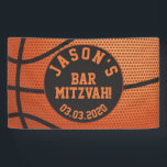 Personalised Basketball Bar Mitzvah Orange Black Banner<br><div class="desc">Personalised basketball Bar Mitzvah banner. A great banner for boy's Bat Mitzvah with a basketball theme. A sports basketball ball themed Bar Mitzvah banner with personalised name and Bar Mitzvah date. Basketball orange and black.</div>