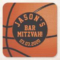 Personalised Basketball Bar Mitzvah Orange Black