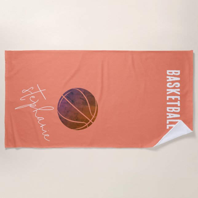  Personalised Basketball  Beach Towel (Front)