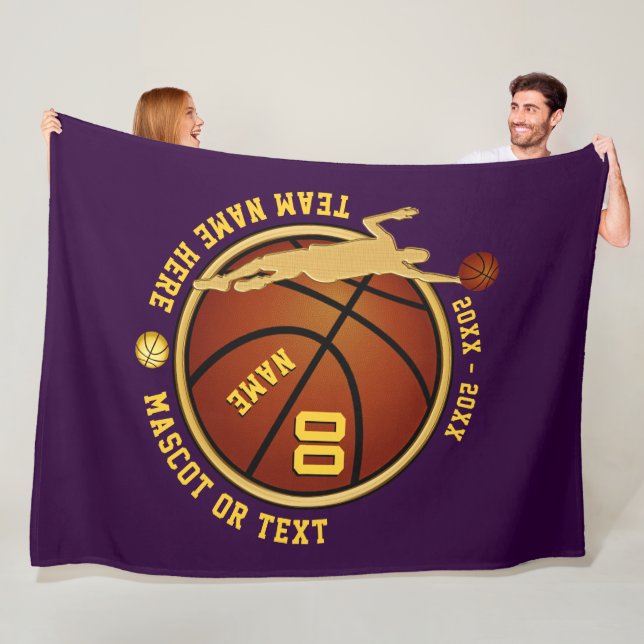 Personalised Basketball Blanket 3 Sizes, Any COLOR (In Situ)
