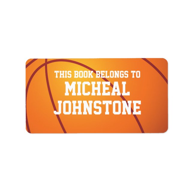 Personalised Basketball Book Plate Label (Front)