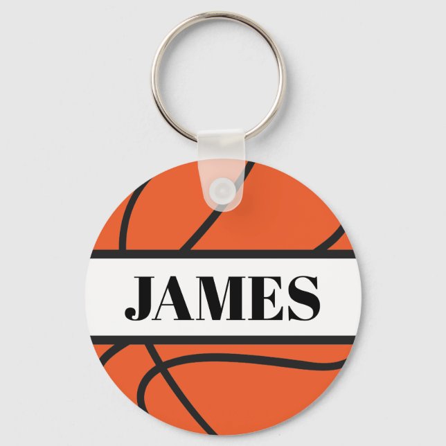 Personalised Basketball  Button Keychain (Front)