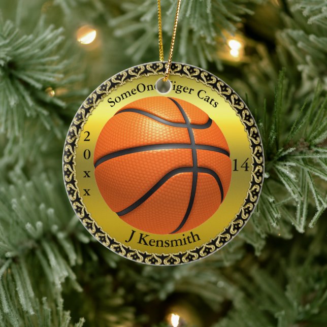 Personalised Basketball Champions League design Ceramic Ornament (Tree)