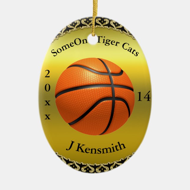 Personalised Basketball Champions League design Ceramic Ornament (Front)