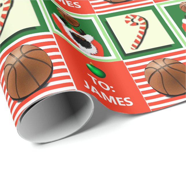 Personalised Basketball Christmas Gift Wrapping Paper (Roll Corner)