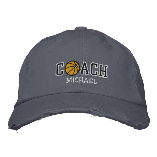 Personalised Basketball Coach Embroidered Hat (Front)