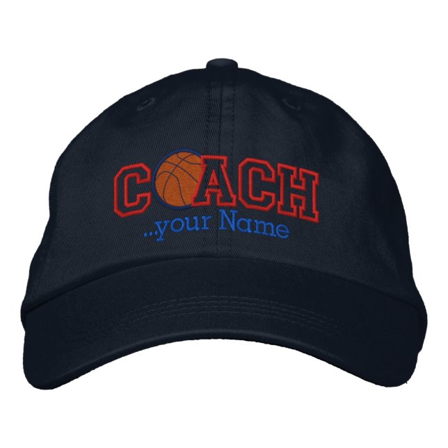 Personalised Basketball Coach for your name Embroidered Hat (Front)